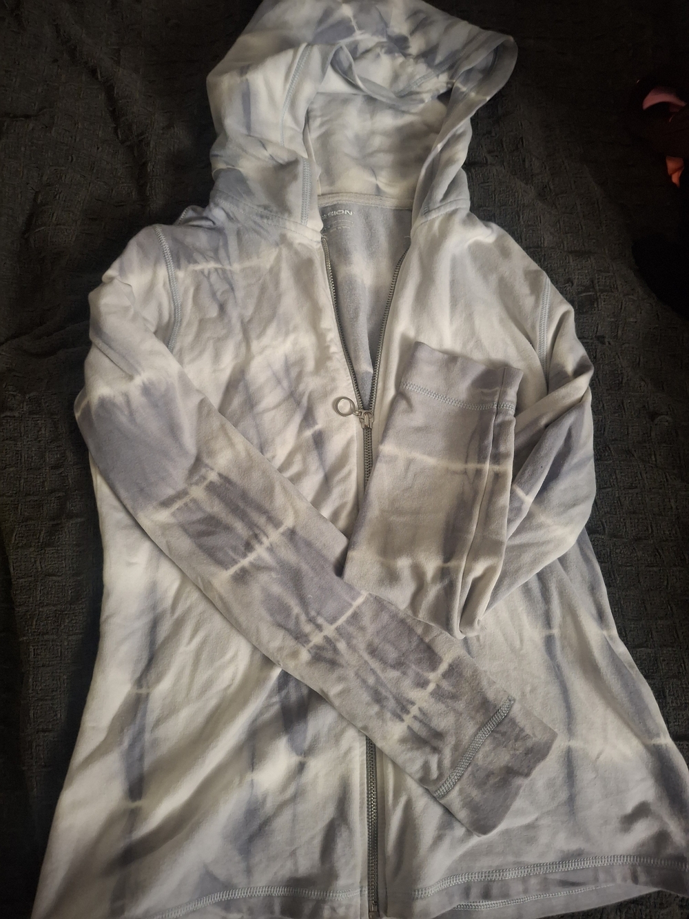 Xersion Light Gray Tie-Dye Zip Hoodie for Women